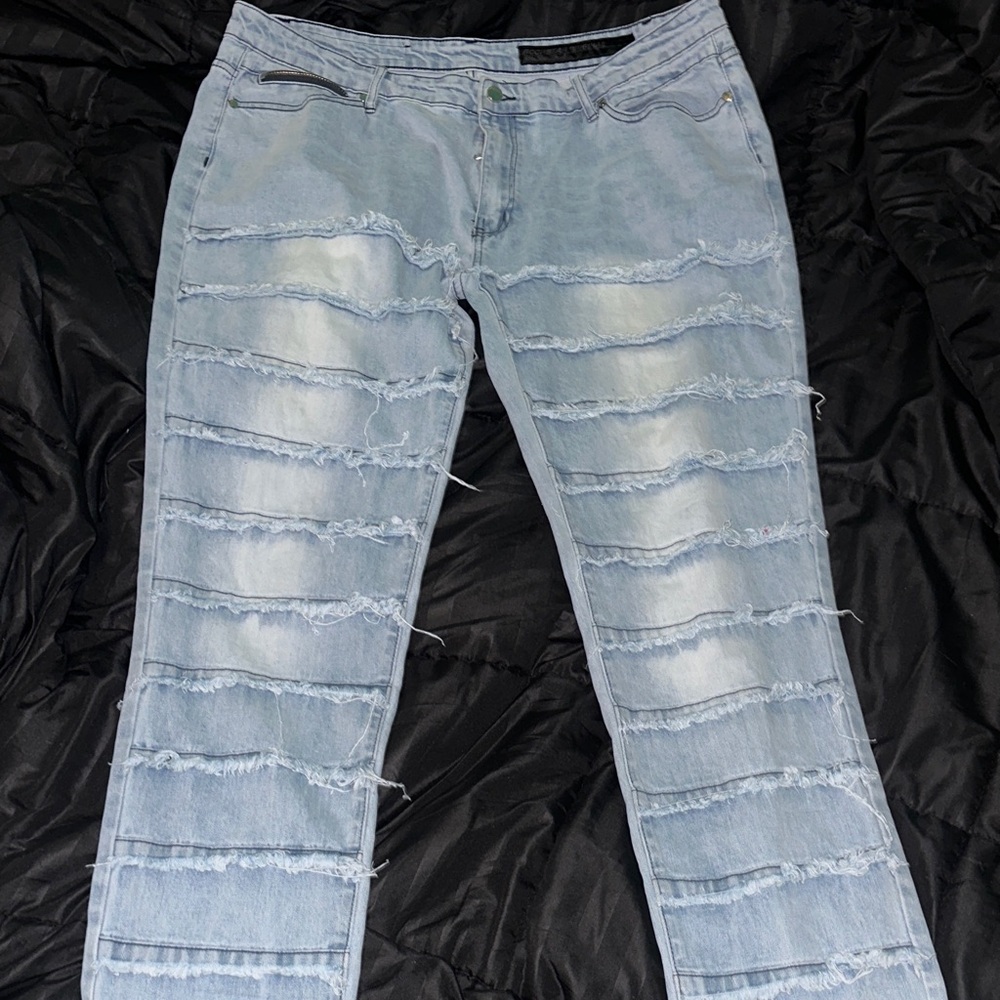 Trendy Light Blue Ripped Skinny Jeans